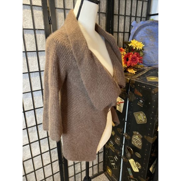 - Grainne & Co New York Brown 100% Cashmere Wrap Sweater - Size 1 (Small) - Picture 3 of 9